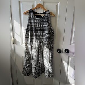 LOFT Ann Taylor Black White Sleeveless Work Dress Size 14 Career Office